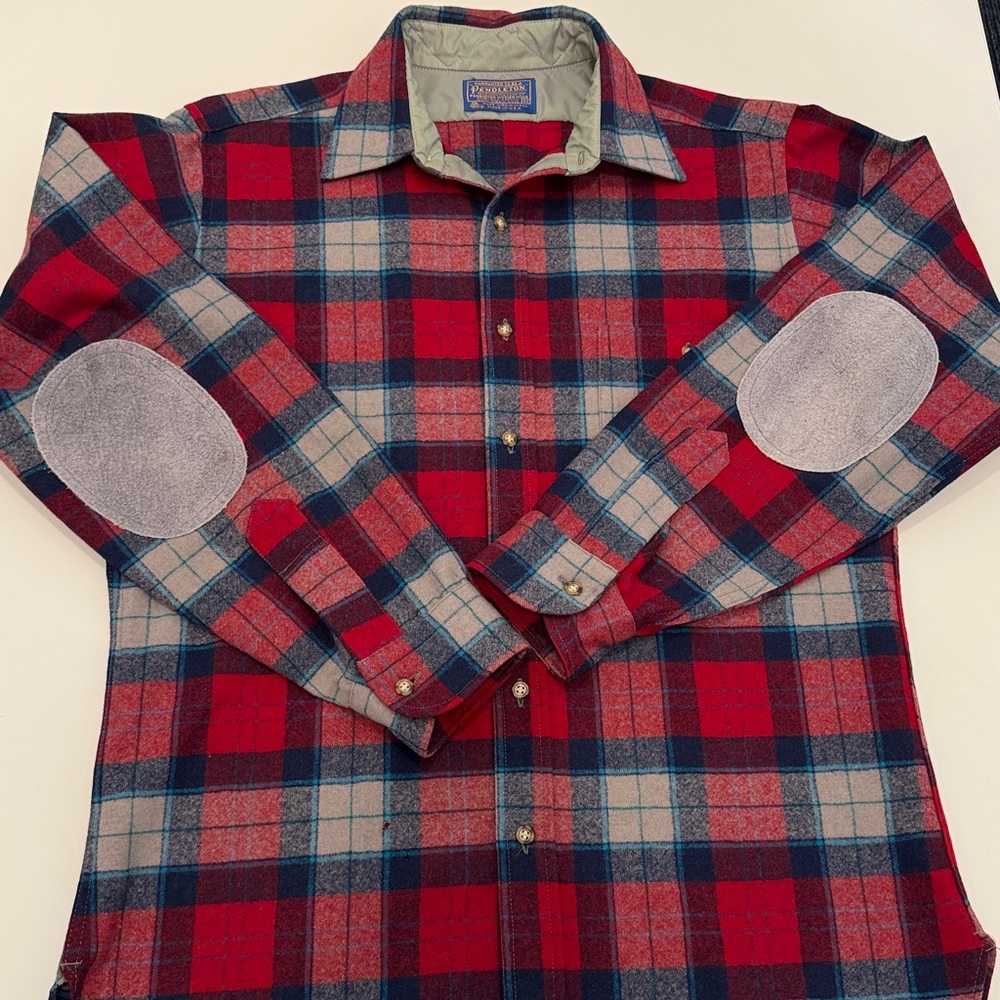 Pendleton Pure Virginia Wool Red Plaid Button-Dow… - image 8